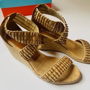 Jean-Michel Cazabat Antonela Wedges, Gold/Taupe, Size 38.5